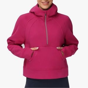 Womens' Hoodies Half Zip Long Sleeve Fleece Crop Pullover Sweatshirt